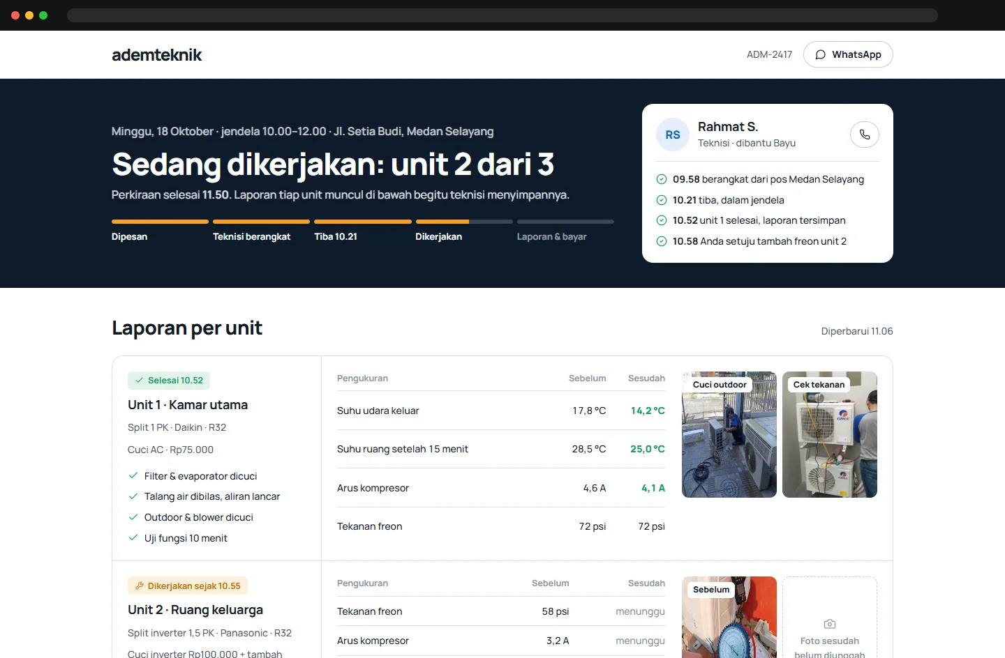 Live visit status and a report for every unit