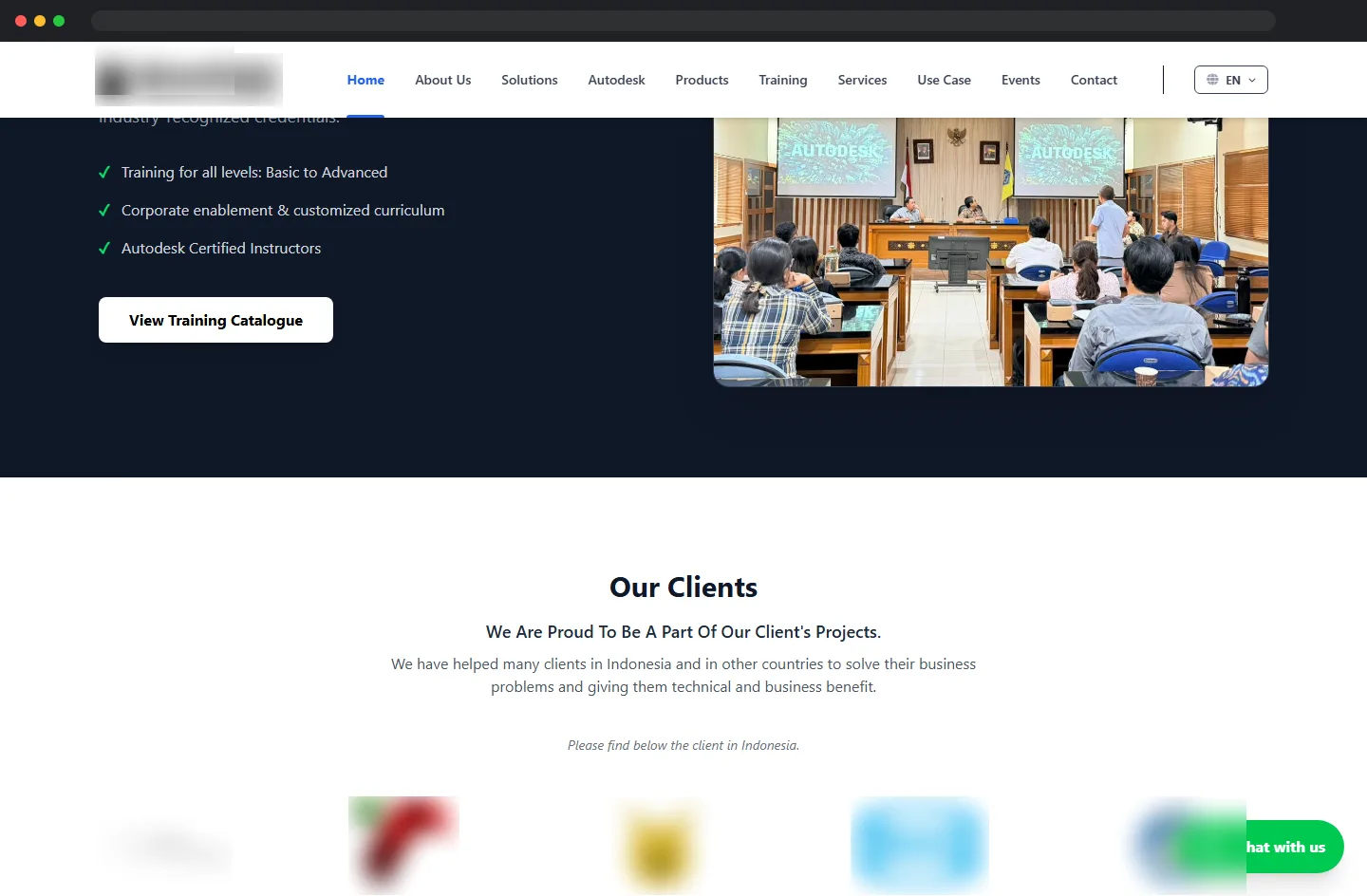 Training programs and client logos