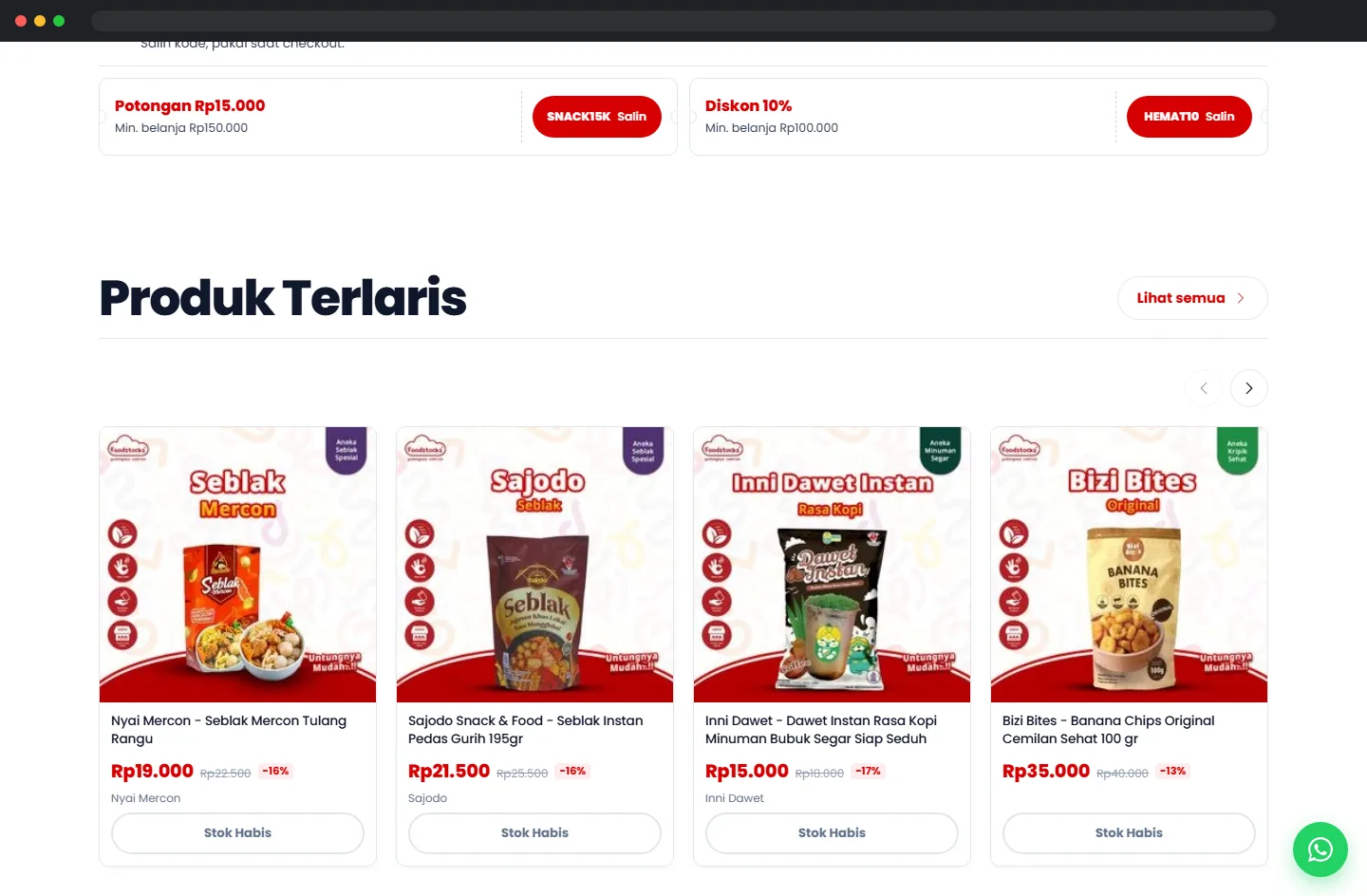 Produk terlaris beserta harganya